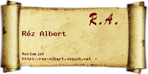 Réz Albert névjegykártya